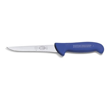 Friedr. Dick 8236810 ErgoGrip 4" Boning Knife, Narrow, Stiff Blade, Blue Handle