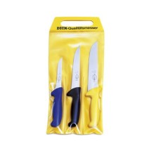 Friedr. Dick 8257000 ErgoGrip Butcher Knife Set, Assorted Color Handles, 3-Piece