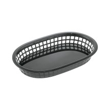 CAC China TTFB-10BK Black Plastic Oblong Fast Food Basket 10 7/8"