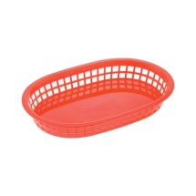 CAC China TTFB-10RD Red Plastic Oblong Fast Food Basket 10 7/8&quot; L - 1 dozen