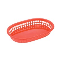 CAC China TTFB-10RD Red Plastic Oblong Fast Food Basket 10 7/8"