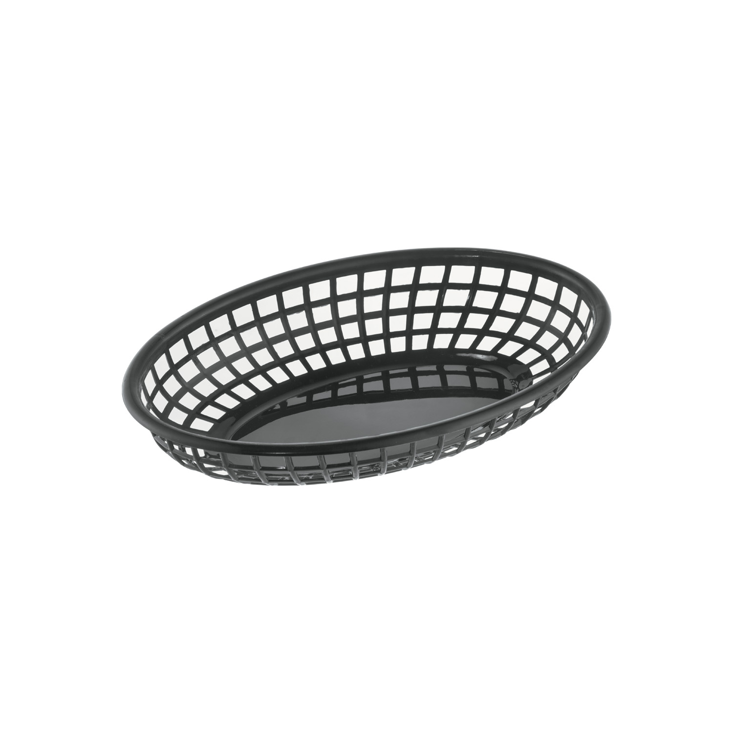 CAC China TTFB-09BK Black Plastic Oval Fast Food Basket 9 1/4"