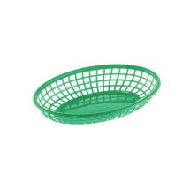 CAC China TTFB-09GN Green Plastic Oval Fast Food Basket 9 1/4&quot; L - 1 dozen