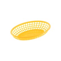 CAC China TTFB-09YL Yellow Plastic Oval Fast Food Basket 9 1/4&quot; L - 1 dozen