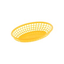 CAC China TTFB-09YL Yellow Plastic Oval Fast Food Basket 9 1/4"