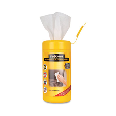Fellowes Screen Cleaning Wet Wipes, 100/Tub