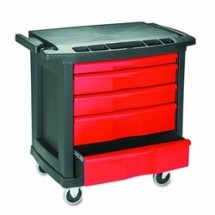 Five-Drawer Mobile Workcenter with Black Plastic Top