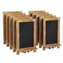 Flash Furniture 10-HFKHD-GDIS-CRE8-122315-GG Canterbury Torched Wood Tabletop Magnetic Chalkboards with Metal Scrolled Legs, 9.5" x 14", Set of 10