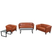 Flash Furniture 111-SET-CG-GG Hercules Imperial Series Cognac LeatherSoft Reception Set