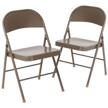 Flash Furniture 2-BD-F002-BGE-GG Hercules Double Braced Beige Metal Folding Chair, 2 Pack