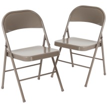 Flash Furniture 2-BD-F002-GY-GG Hercules Double Braced Gray Metal Folding Chair, 2 Pack