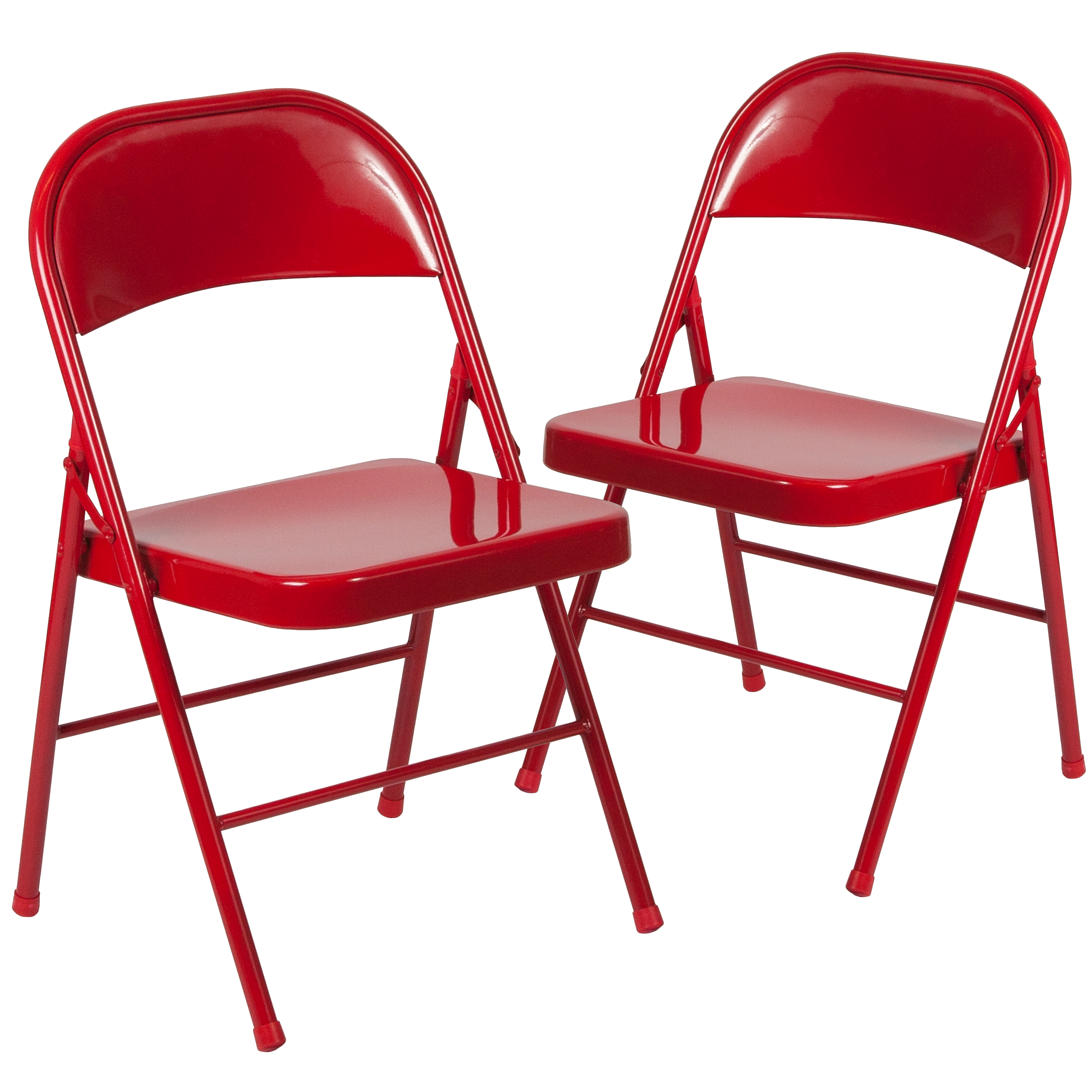 Flash Furniture 2-BD-F002-RED-GG Hercules Double Braced Red Metal Folding Chair, 2 Pack