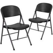 Flash Furniture 2-DAD-YCD-50-GG Hercules 330 lb. Capacity Black Plastic Folding Chair with Charcoal Frame, 2 Pack 