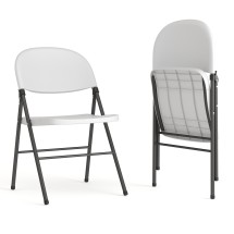 Flash Furniture 2-DAD-YCD-50-WH-GG Hercules 330 lb. Capacity Granite White Plastic Folding Chair with Charcoal Frame, 2 Pack 