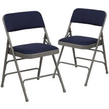Flash Furniture 2-HA-MC309AF-NVY-GG Hercules Curved Triple Braced & Double Hinged Navy Fabric Metal Folding Chair, 2 Pack 