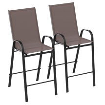 Flash Furniture 2-JJ-092H-B-GG Series Brown Outdoor Barstool with Flex Comfort Material and Metal Frame, 2 Pack