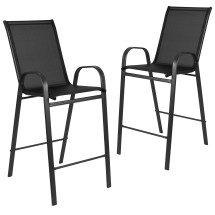 Flash Furniture 2-JJ-092H-GG Series Black Outdoor Barstool with Flex Comfort Material and Metal Frame, 2 Pack