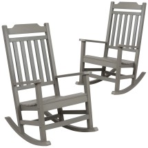 Flash Furniture 2-JJ-C14703-GY-GG Winston All-Weather Gray Faux Wood Rocking Chair, Set of 2 