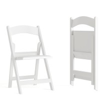 Flash Furniture 2-LE-L-1-WHITE-GG Hercules 800 lb. Capacity Lightweight White Resin Folding Chair, 2 Pack