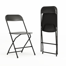 Flash Furniture 2-LE-L-3-BK-GG Hercules 650 lb. Capacity Lightweight Black Plastic Folding Chair, 2 Pack 