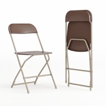 Flash Furniture 2-LE-L-3-BROWN-GG Hercules 650 lb. Capacity Lightweight Brown Plastic Folding Chair, 2 Pack 
