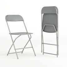 Flash Furniture 2-LE-L-3-GREY-GG Hercules 650 lb. Capacity Lightweight Gray Plastic Folding Chair, 2 Pack 