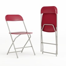 Flash Furniture 2-LE-L-3-RED-GG Hercules 650 lb. Capacity Lightweight Red Plastic Folding Chair, 2 Pack 