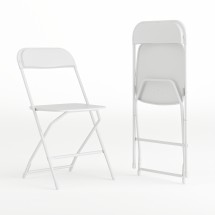 Flash Furniture 2-LE-L-3-WHITE-GG Hercules 650 lb. Capacity Lightweight White Plastic Folding Chair, 2 Pack 