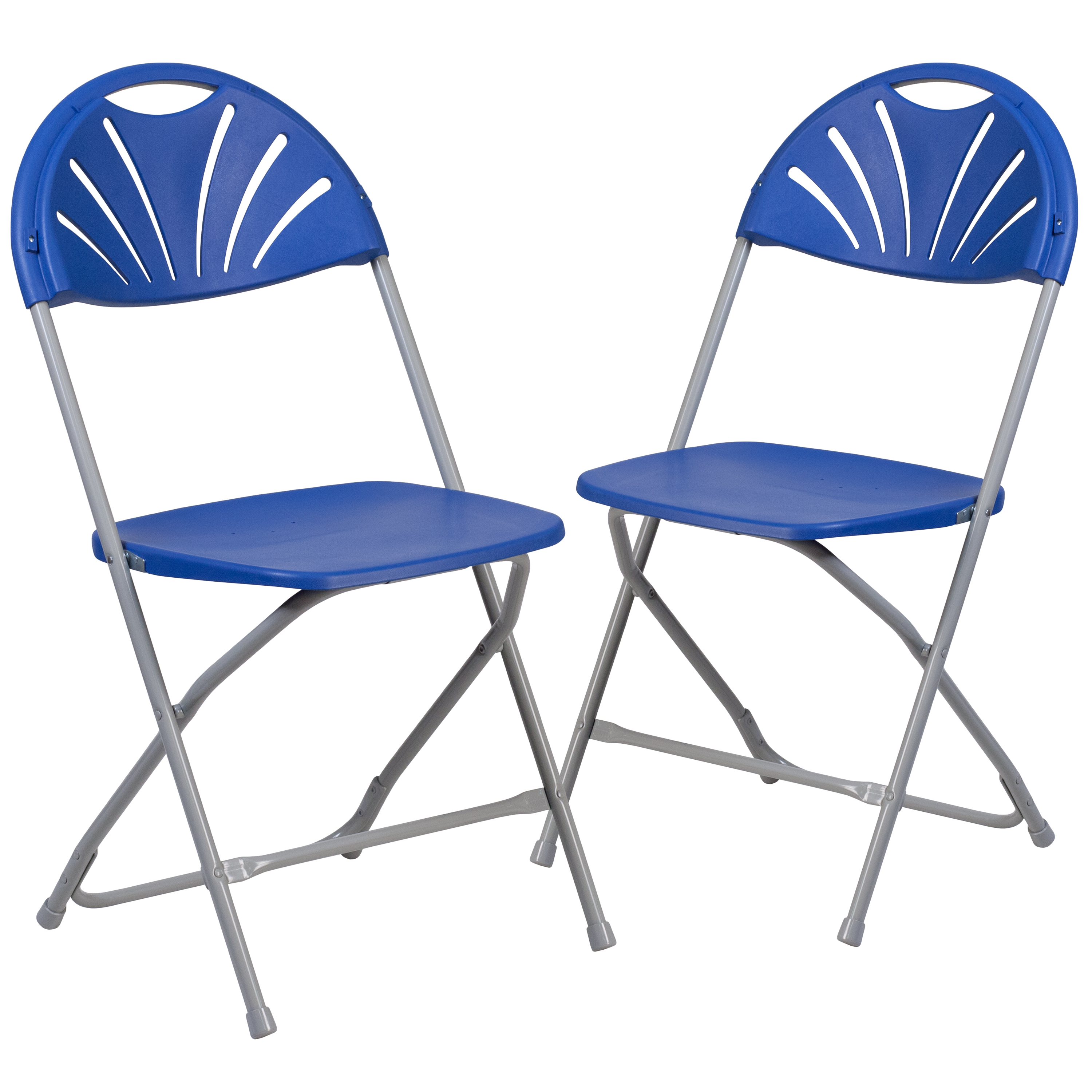 Flash Furniture 2-LE-L-4-BL-GG Hercules 650 lb. Capacity Blue Plastic Fan Back Folding Chair, 2 Pack