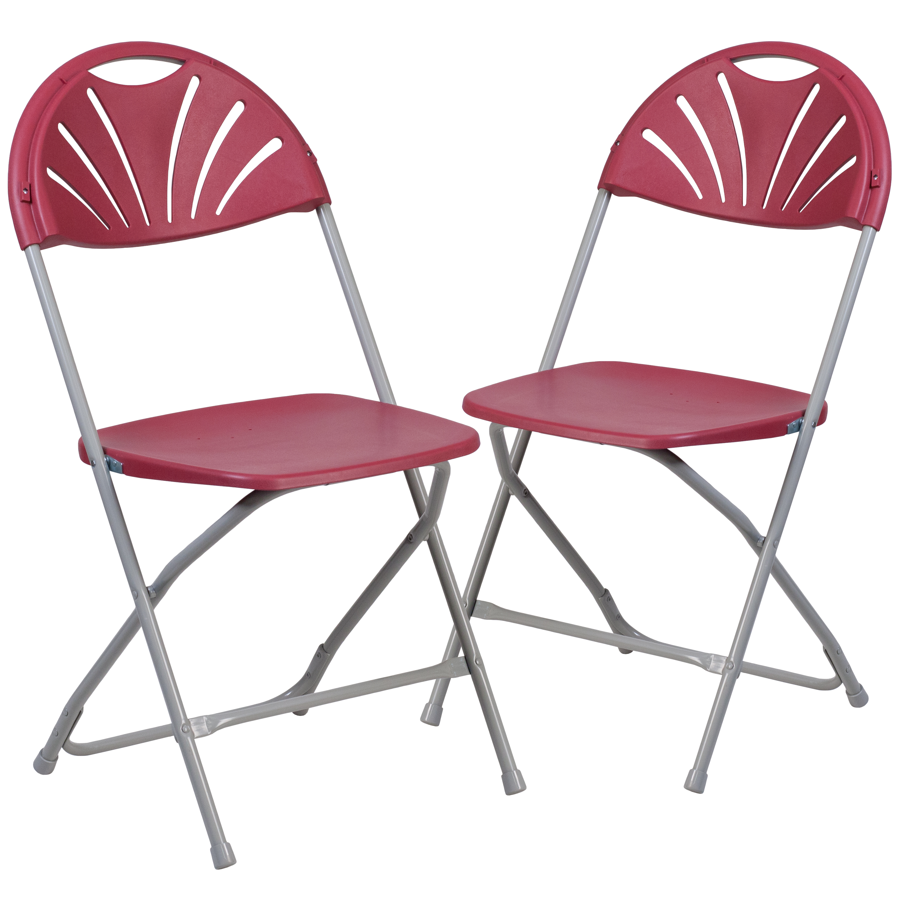 Flash Furniture LE-L-4-BUR-GG Hercules 650 lb. Capacity Burgundy Plastic Fan Back Folding Chair
