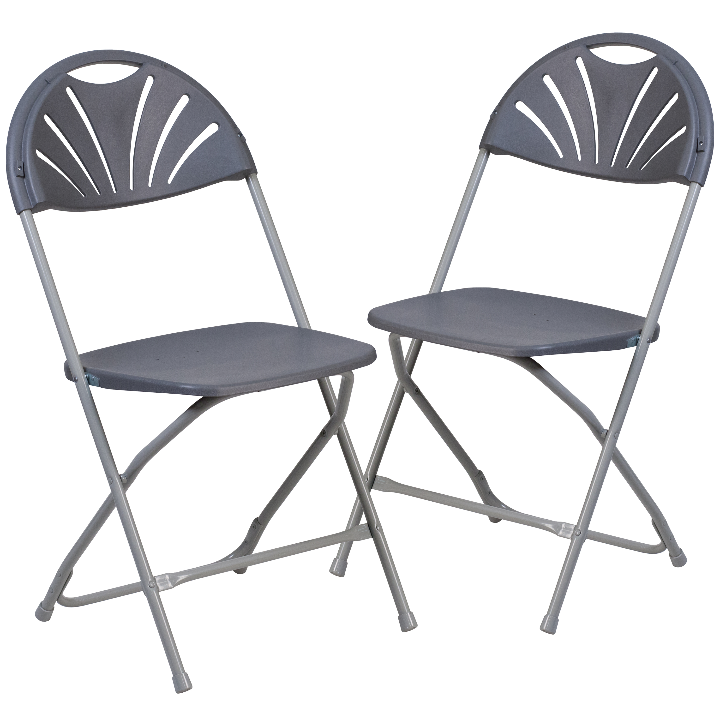 Flash Furniture LE-L-4-CH-GG Hercules 650 lb. Capacity Charcoal Plastic Fan Back Folding Chair