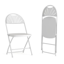 Flash Furniture 2-LE-L-4-WHITE-GG Hercules 650 lb. Capacity White Plastic Fan Back Folding Chair, 2 Pack