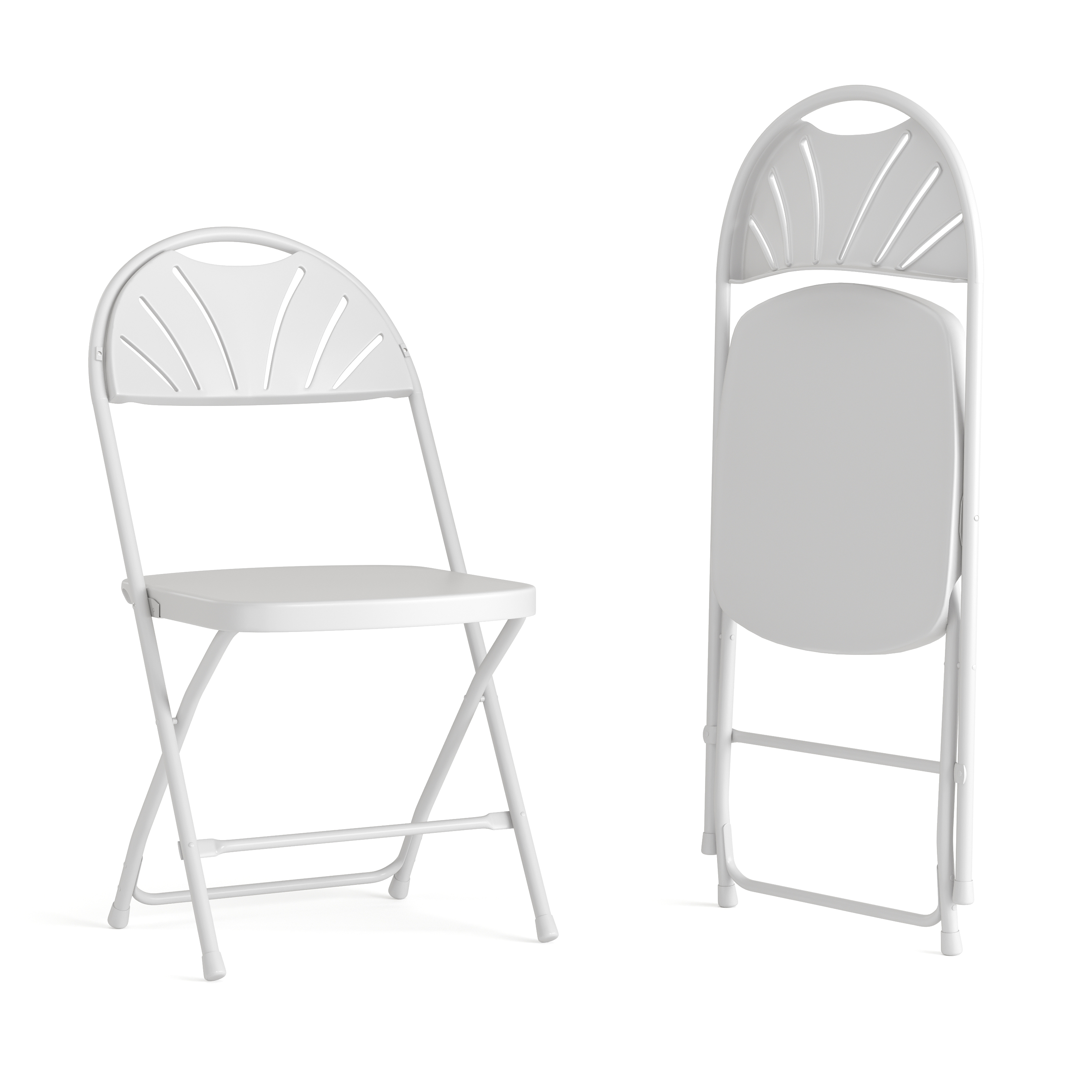 Flash Furniture LE-L-4-WHITE-GG Hercules 650 lb. Capacity White Plastic Fan Back Folding Chair