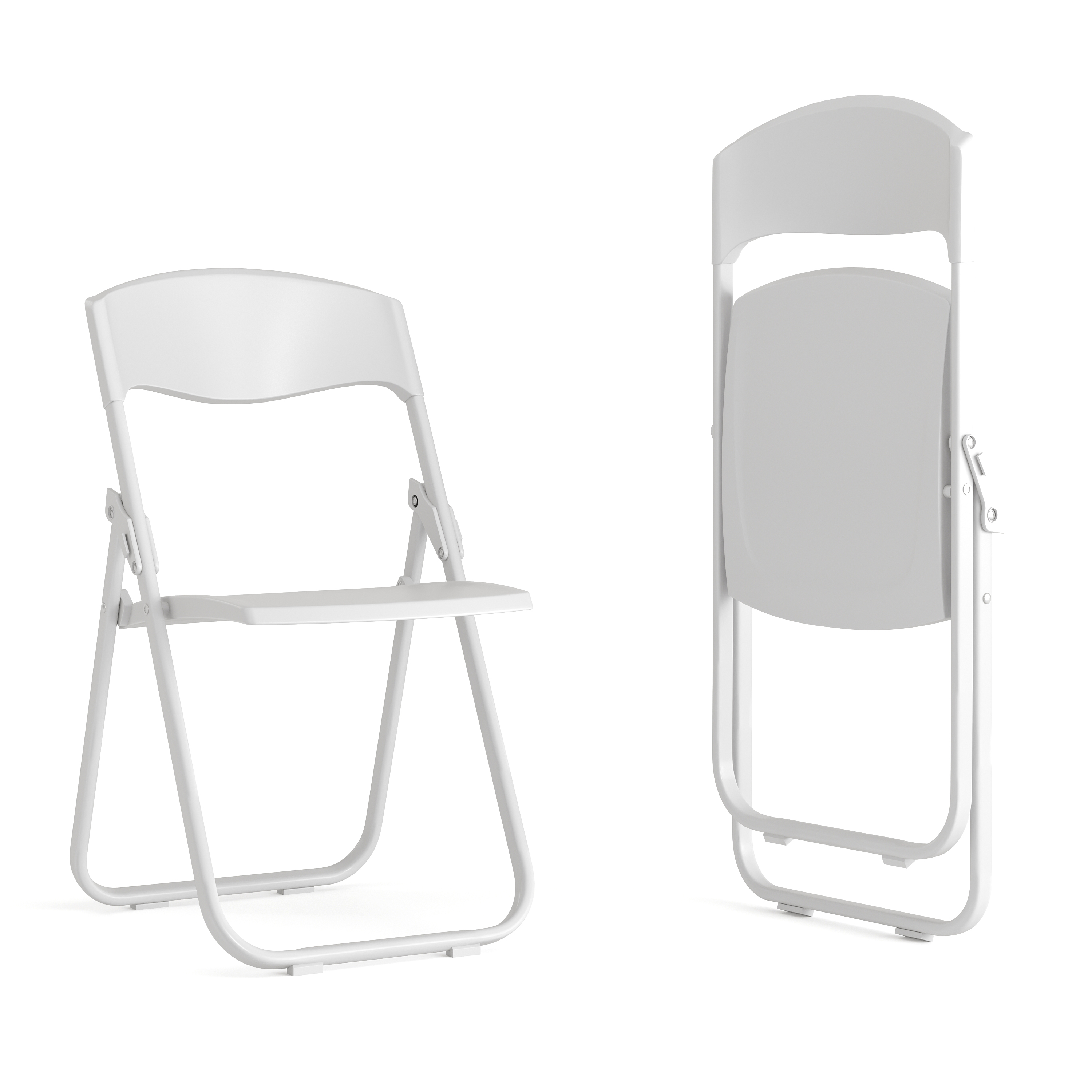 Flash Furniture 2-RUT-I-WHITE-GG Hercules 500 lb. Capacity Heavy Duty White Plastic Folding Chair, 2 Pack 