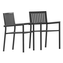 Flash Furniture 2-SB-A268C-BK-GG Commercial Indoor/Outdoor Stacking Club Chairs with Black Poly Resin Slatted Backs and Seat, Set of 2