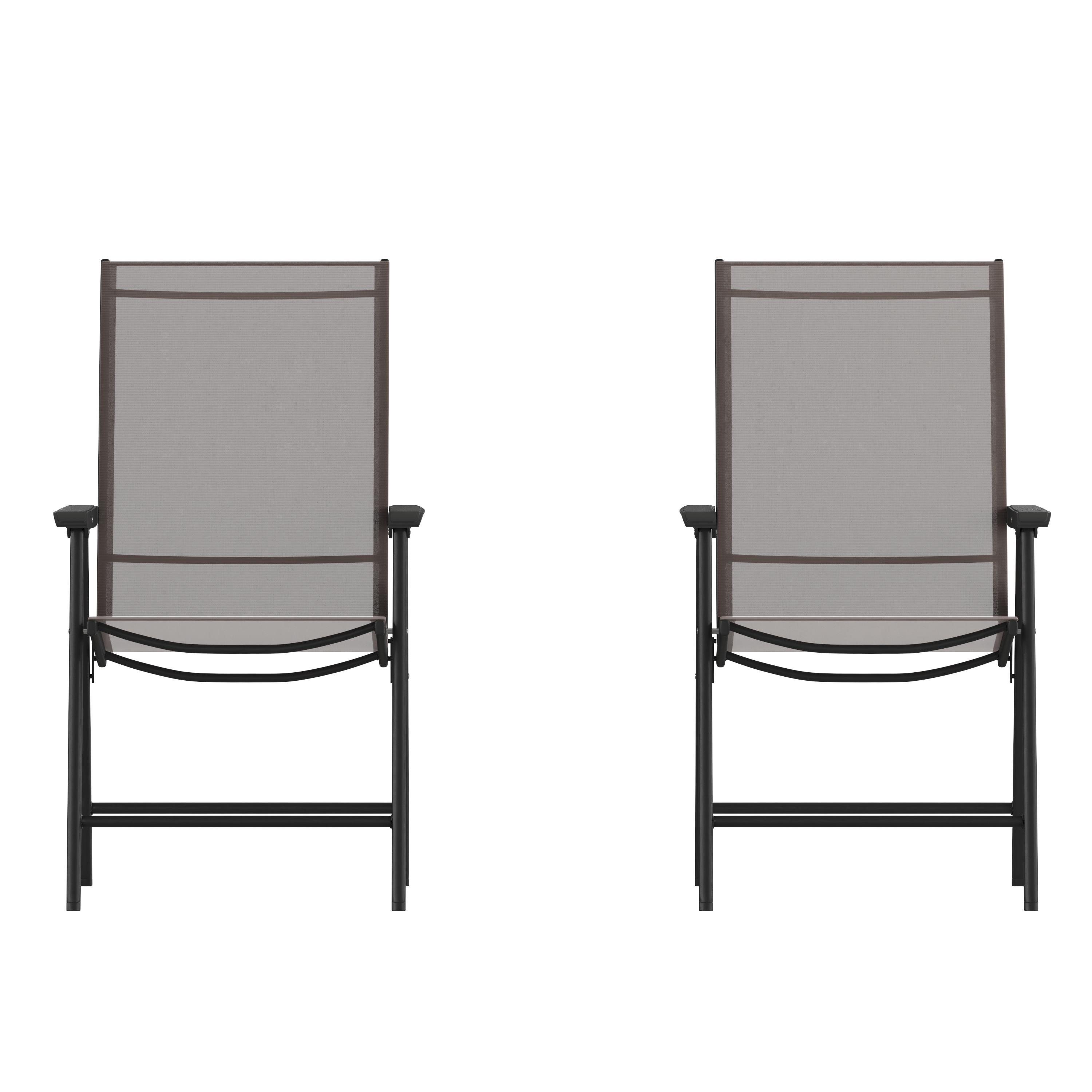Flash Furniture 2-TLH-SC-044-BR-GG Paladin Brown Outdoor Folding Patio Sling Chair, 2 Pack