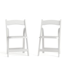 Flash Furniture 2-XF-2901-WH-WOOD-GG Hercules White Wood Folding Chair with Vinyl Padded Seat, 2 Pack 