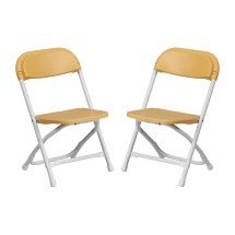 Flash Furniture 2-Y-KID-YL-GG Timmy Kids Yellow Plastic Folding Chair, 2 Pack