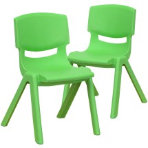Flash Furniture 2-YU-YCX-001-GREEN-GG Green Plastic Stackable School Chair with 12" Seat Height, 2 Pack