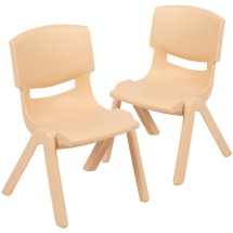Flash Furniture 2-YU-YCX-001-NAT-GG Natural Plastic Stackable School Chair with 12" Seat Height, 2 Pack