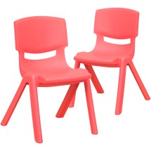 Flash Furniture 2-YU-YCX-001-RED-GG Red Plastic Stackable School Chair with 12&quot; Seat Height, 2 Pack
