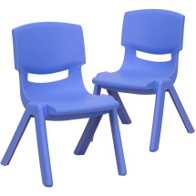 Flash Furniture 2-YU-YCX-003-BLUE-GG Blue Plastic Stackable School Chair with 10.5'' Seat Height, 2 Pack