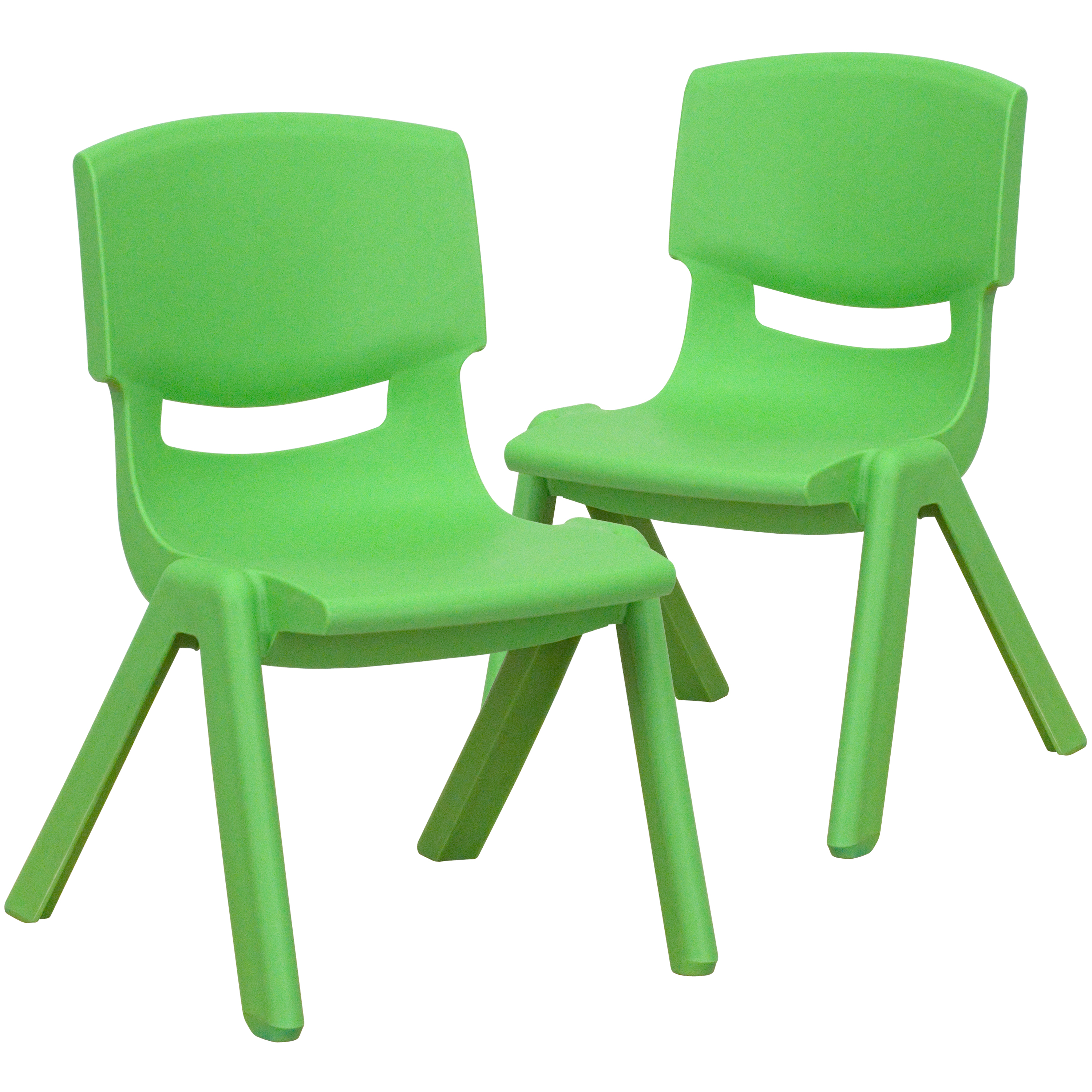 Flash Furniture 2-YU-YCX-003-GREEN-GG Green Plastic Stackable School Chair with 10.5'' Seat Height, 2 Pack