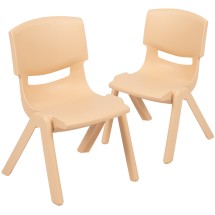 Flash Furniture 2-YU-YCX-003-NAT-GG Natural Plastic Stackable School Chair with 10.5&quot; Seat Height, 2 Pack