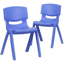 Flash Furniture 2-YU-YCX-004-BLUE-GG Blue Plastic Stackable School Chair with 13.25" Seat Height, 2 Pack