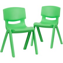 Flash Furniture 2-YU-YCX-004-GREEN-GG Green Plastic Stackable School Chair with 13.25&quot; Seat Height, 2 Pack