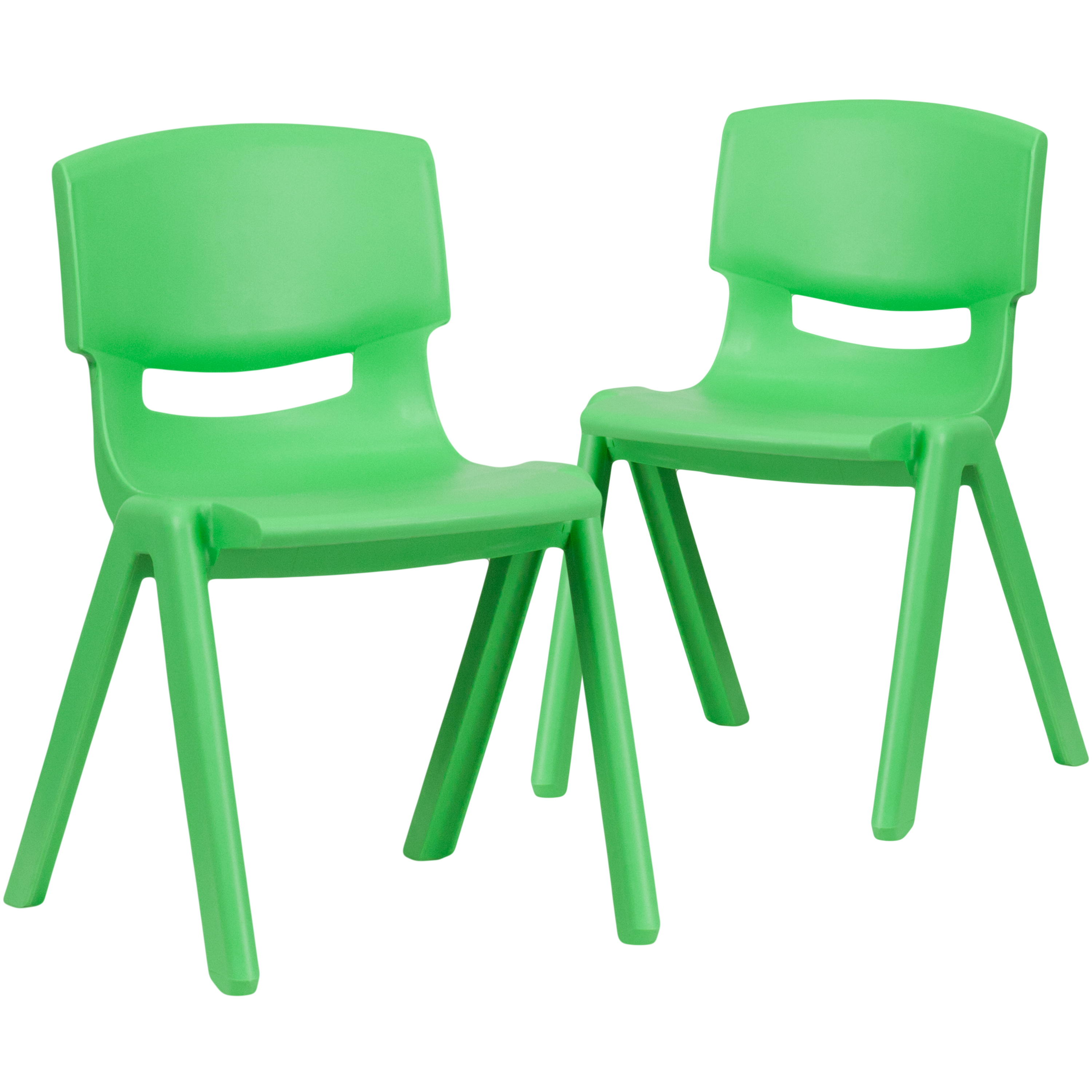Flash Furniture 2-YU-YCX-004-GREEN-GG Green Plastic Stackable School Chair with 13.25" Seat Height, 2 Pack