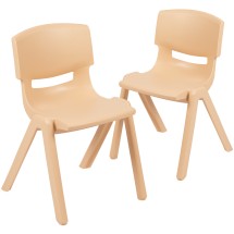 Flash Furniture 2-YU-YCX-004-NAT-GG Natural Plastic Stackable School Chair with 13.25&quot; Seat Height, 2 Pack