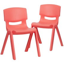 Flash Furniture 2-YU-YCX-004-RED-GG Red Plastic Stackable School Chair with 13.25&quot; Seat Height, 2 Pack
