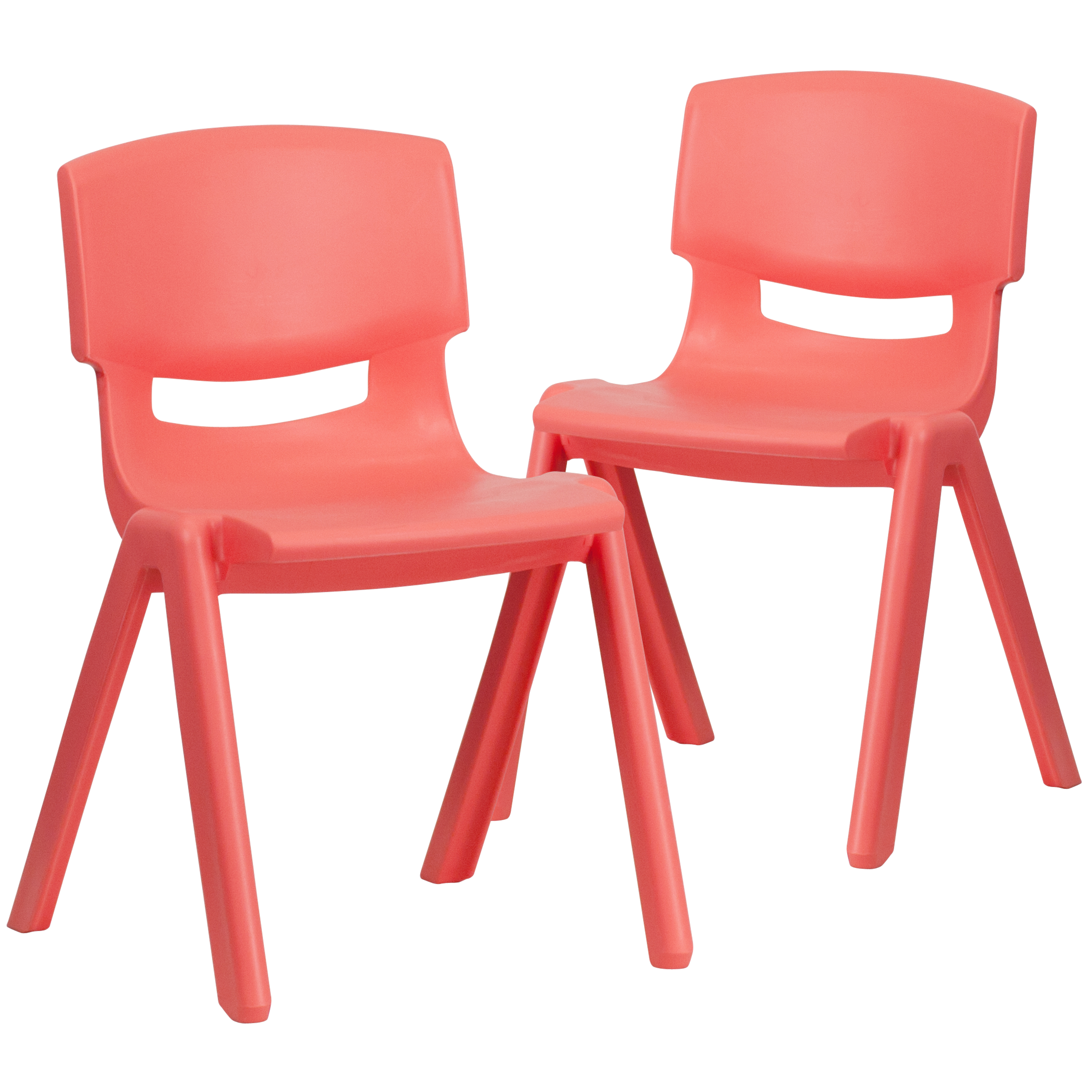 Flash Furniture 2-YU-YCX-004-RED-GG Red Plastic Stackable School Chair with 13.25" Seat Height, 2 Pack